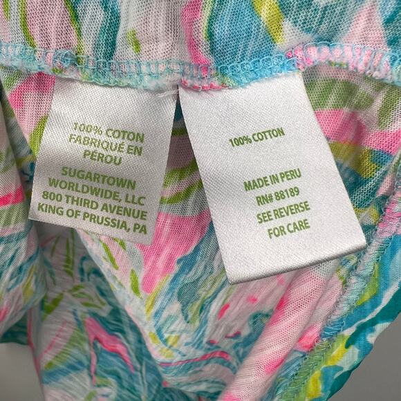 Lilly Pulitzer Blue & Pink Floral Etta T-Shirt Size Medium One In A Melon Print - Picture 4 of 6